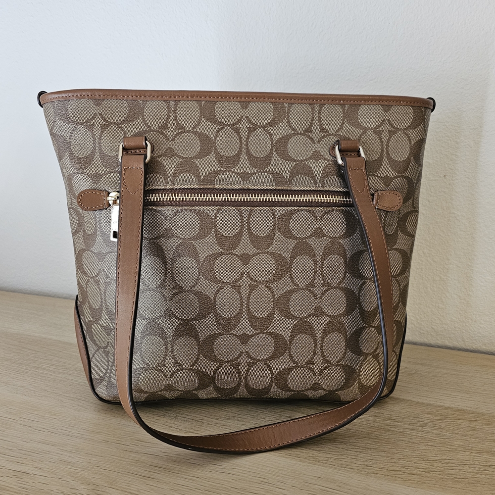 COACH Classic Brown Signature Tote Bag (Medium) - Picture 6 of 15